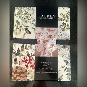 Ralph Lauren Ivory Holiday Christmas Tablecloth 60” x 120”